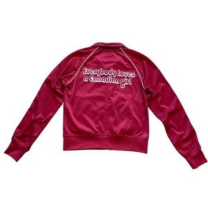 Bluenotes Women's Vibrant Red Canada Bomber Jacket with Maple Leaf & Lettering